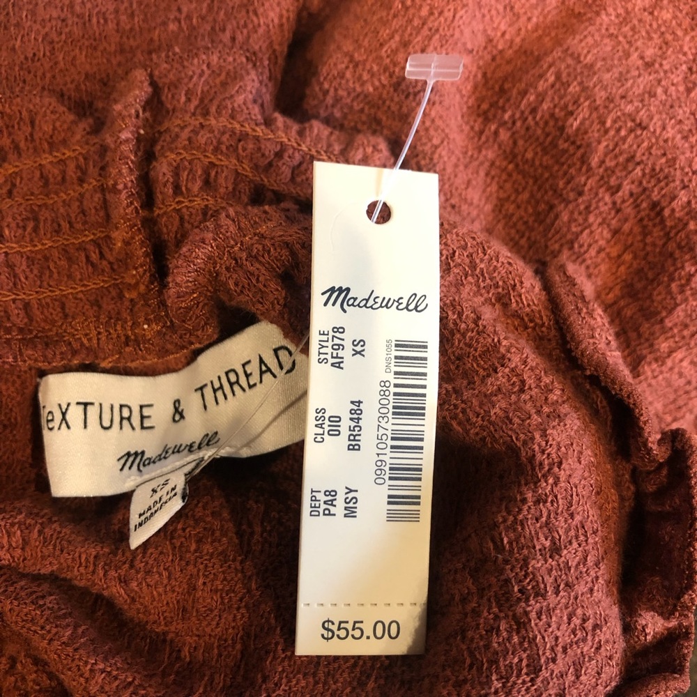 Madewell Texture & Thread Ruffled Mockneck Rust Top - Picture 6 of 7